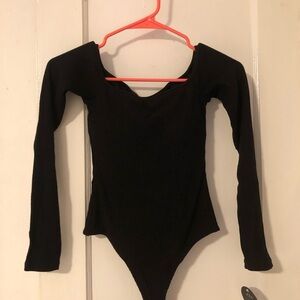 NWT-Klassy Network black ribbed bodysuit with built in bra pads, Size XS